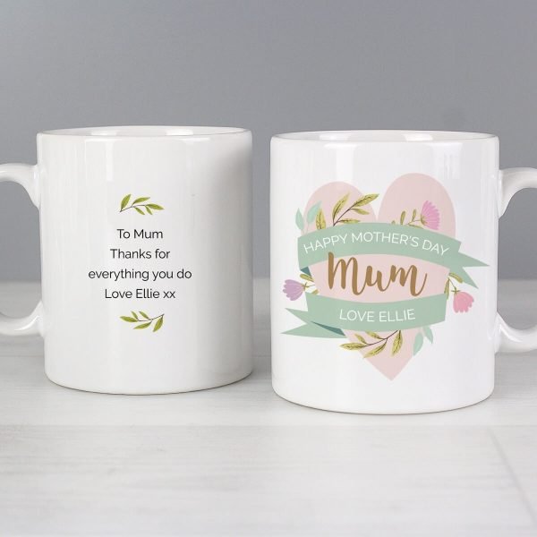 Personalised Floral Heart Mothers Day Mug