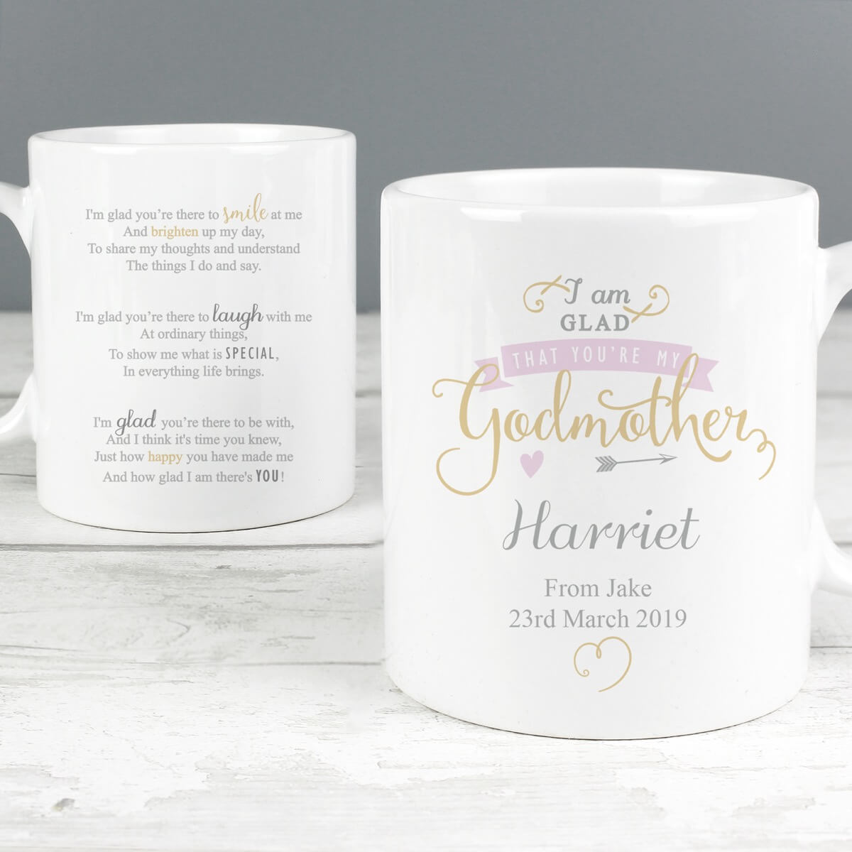 Personalised I Am Glad… Godmother Mug