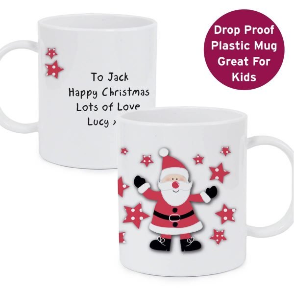 Personalised Spotty Santa Plastic Mug