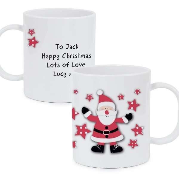 Personalised Spotty Santa Plastic Mug
