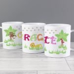 Personalised Pink Animal Alphabet Plastic Cup Mug