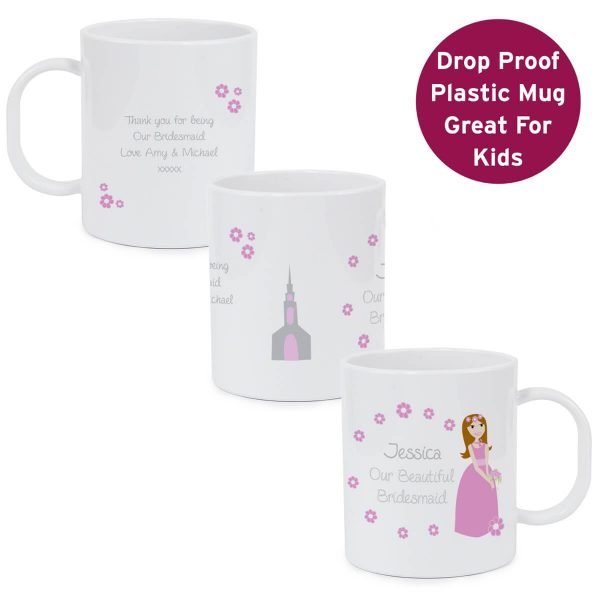 Personalised Fabulous Little Bridesmaid Plastic Mug