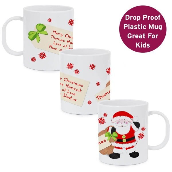 Personalised Felt Stitch Santa Plastic Mug