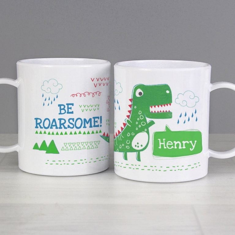 Personalised ‘Be Roarsome’ Dinosaur Plastic Mug