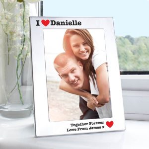 Personalised Silver 5×7 I Heart Photo Frame