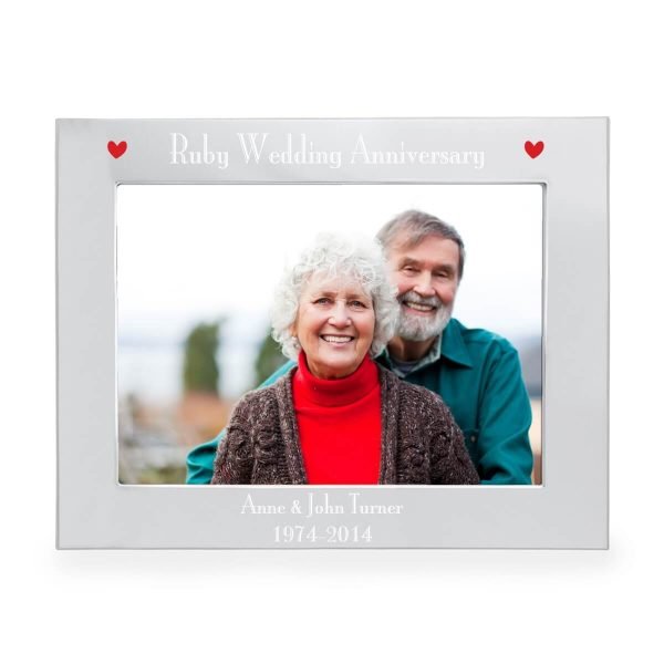 Personalised Silver 7×5 Ruby Anniversary Landscape Photo Frame
