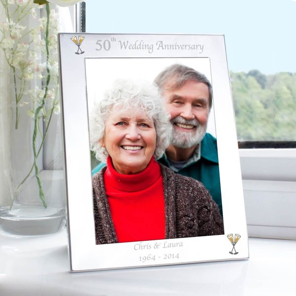 Personalised Silver 5×7 50th Wedding Anniversary Photo Frame