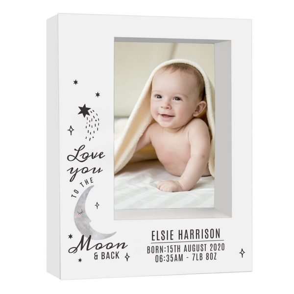 Personalised Baby To The Moon and Back 7×5 Box Photo Frame