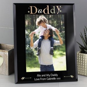 Personalised Daddy Black Glass 5×7 Photo Frame