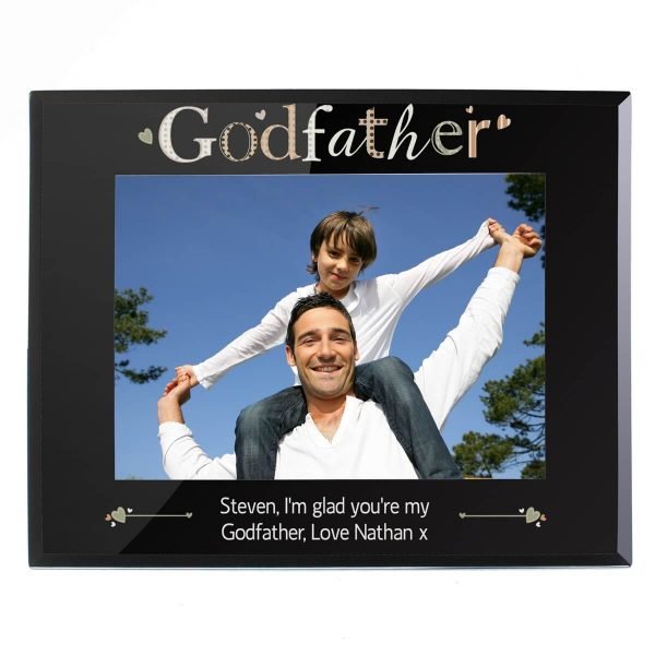 Personalised Godfather Black Glass 7×5 Photo Frame