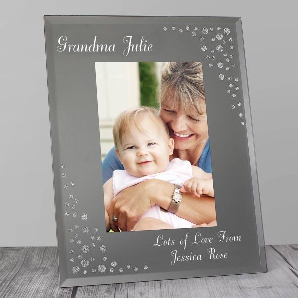 Personalised Any Message 6×4 Diamante Glass Photo Frame