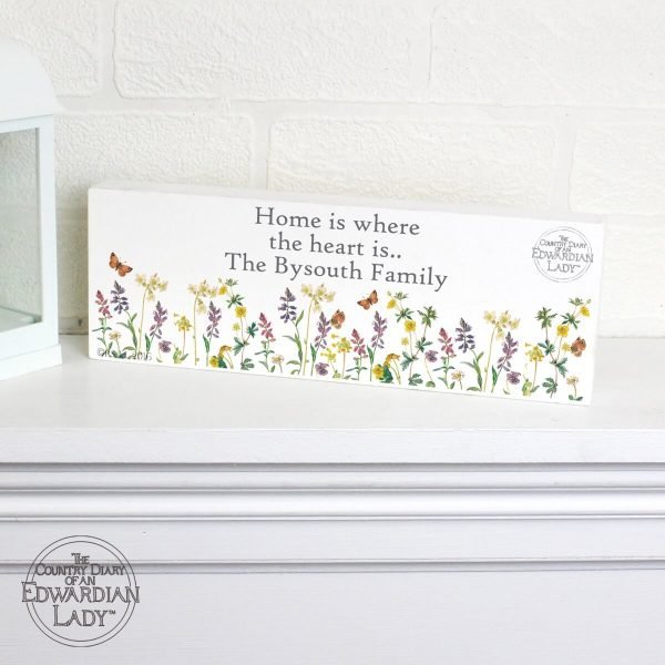 Personalised Country Diary Wild Flowers Wooden Block Sign