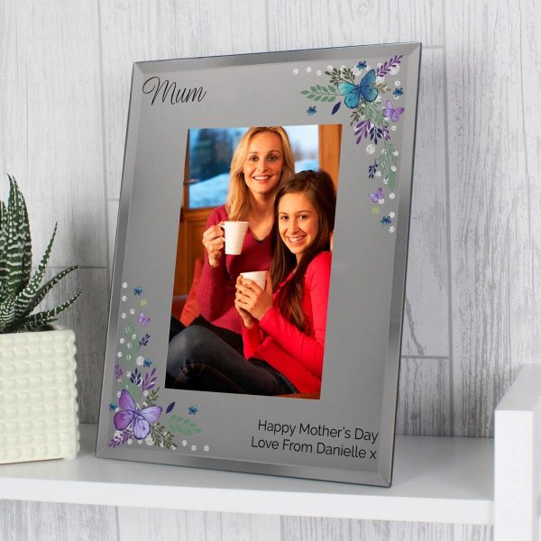 Personalised Butterfly 6×4 Diamante Glass Photo Frame