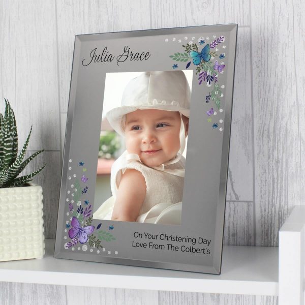 Personalised Butterfly 6×4 Diamante Glass Photo Frame