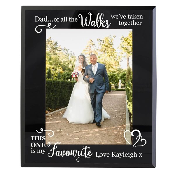 Personalised Of All the Walks… Wedding 7×5 Black Glass Photo Frame