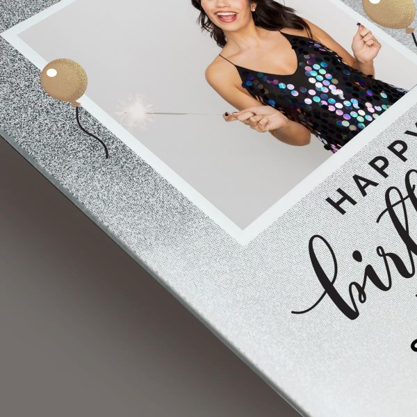 Personalised Birthday 4×4 Glitter Glass Photo Frame
