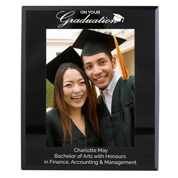 Personalised Graduation Black Glass 7×5 Photo Frame