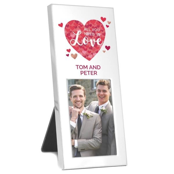 Personalised ‘All You Need is Love’ Confetti Hearts 3×2 Photo Frame