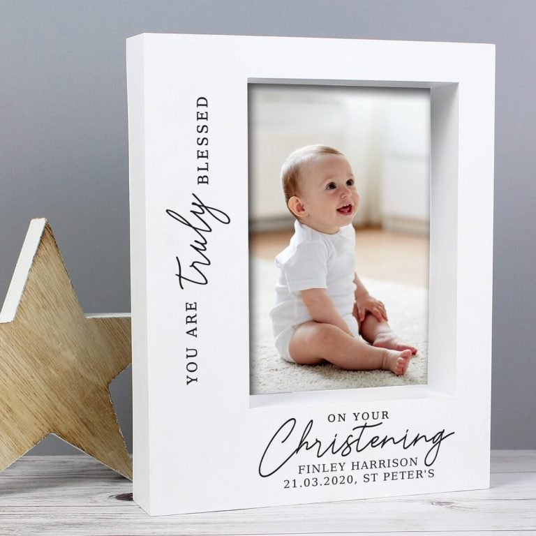 Personalised ‘Truly Blessed’ Christening 7×5 Box Photo Frame
