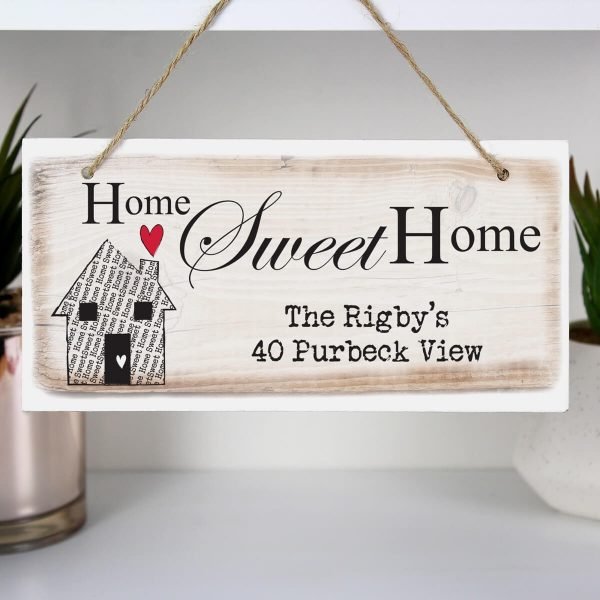 Personalised Home Sweet Home Wooden Sign