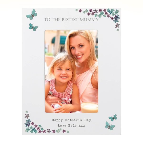Personalised Forget Me Not 6×4 White Wooden Photo Frame