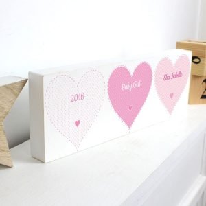 Personalised Stitch & Dot Baby Girl Wooden Block Sign