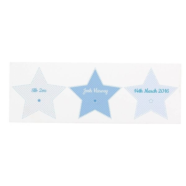 Personalised Stitch & Dot Baby Boy Wooden Block Sign