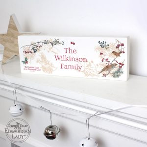 Personalised Country Diary Midwinter Wooden Block Sign