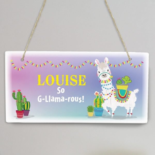 Personalised Llama Wooden Sign