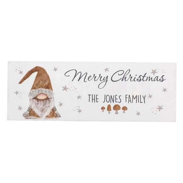 Personalised Scandinavian Christmas Gnome Wooden Block Sign