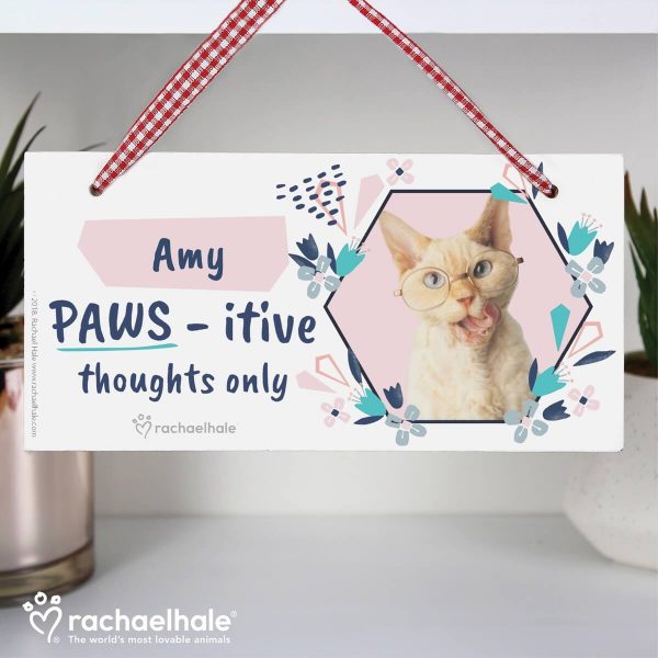 Personalised Rachael Hale ‘PAWS – itive Thoughts Only’ Cat Wooden Sign