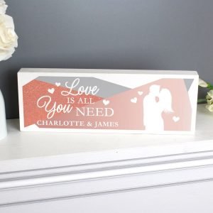 Personalised ‘Love is All You Need’ Wooden Block Sign