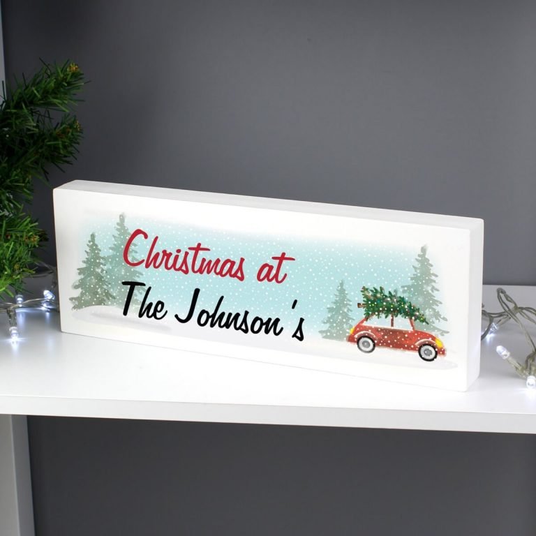 Personalised ‘Driving Home For Christmas’ Wooden Block Sign