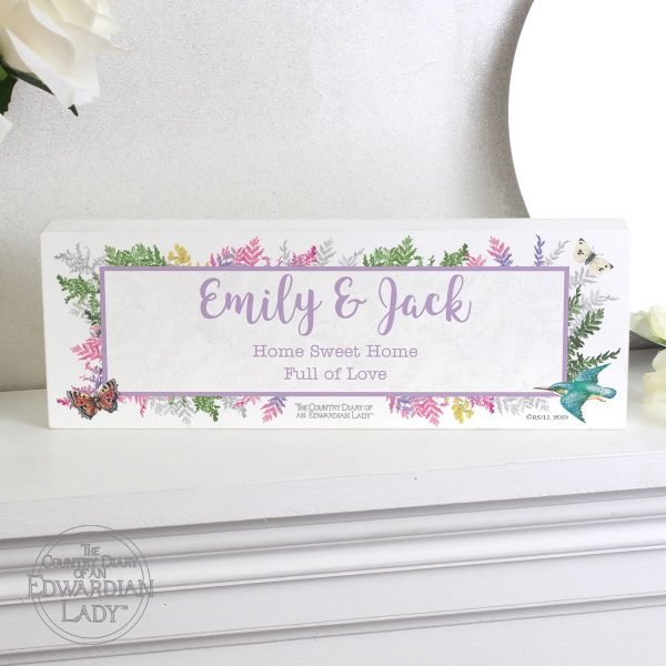 Personalised Country Diary Botanical Wooden Block Sign