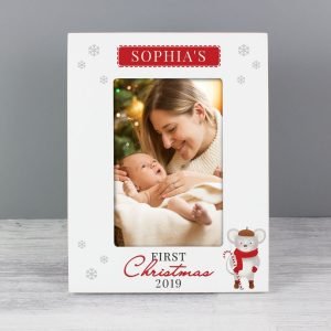Personalised ‘1st Christmas’ Mouse White 6×4 Photo Frame