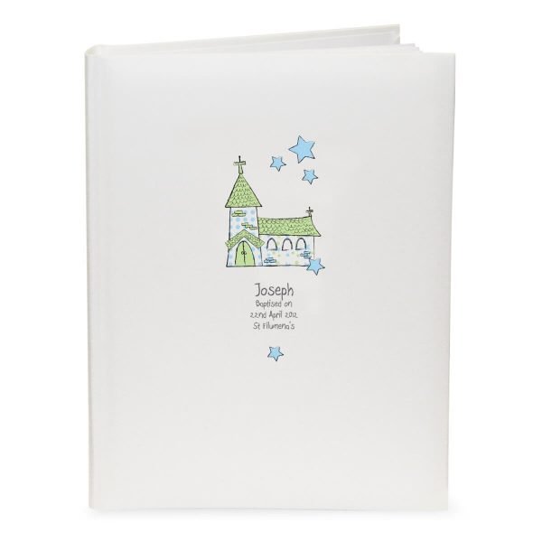 Personalised Whimsical Church Blue Traditional Album