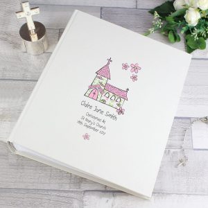 Personalised Whimsical Pink Church Album with Sleeves