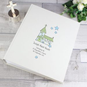 Personalised Whimsical Blue Church Album with Sleeves