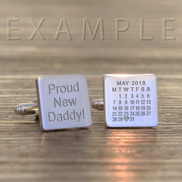 Personalised Cufflinks – Your Message & Date (Heart)