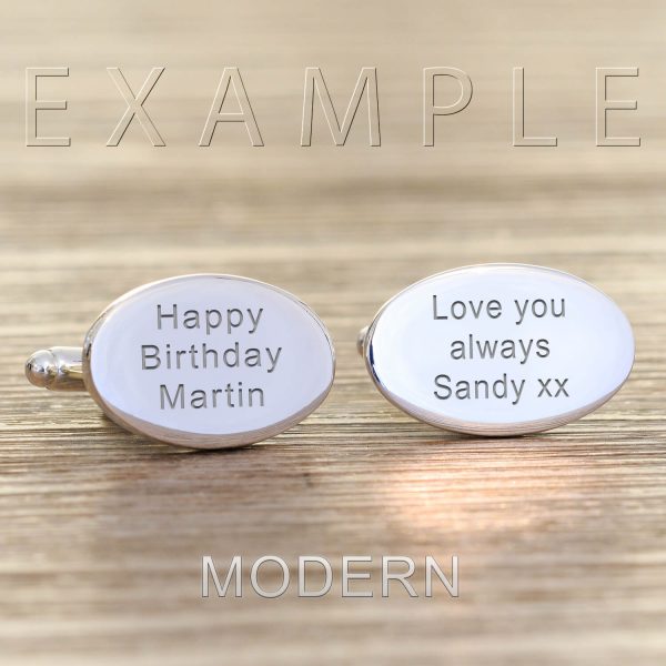 Personalised Cufflinks – Your Message (Oval)