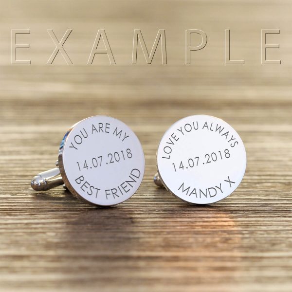 Personalised Cufflinks – Your Message (Round)
