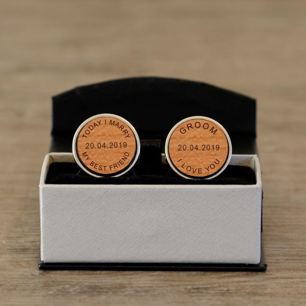 Personalised Cufflinks (Wood) – Today I Marry