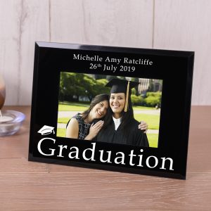 Personalised Black Glass Photo Frame (6×4) – Graduation