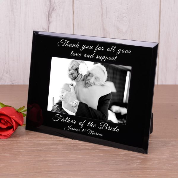 Personalised Black Glass Photo Frame (6×4) – Wedding Thank You