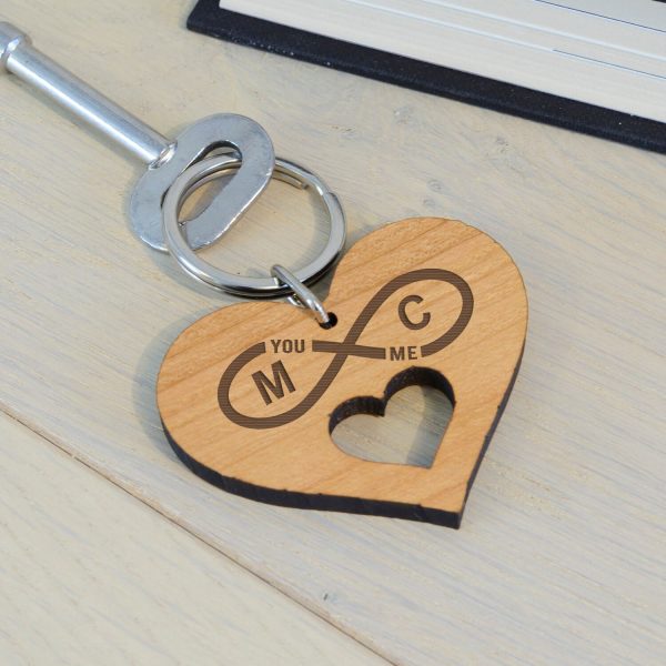 Personalised Wooden Key Ring – Initial & Heart