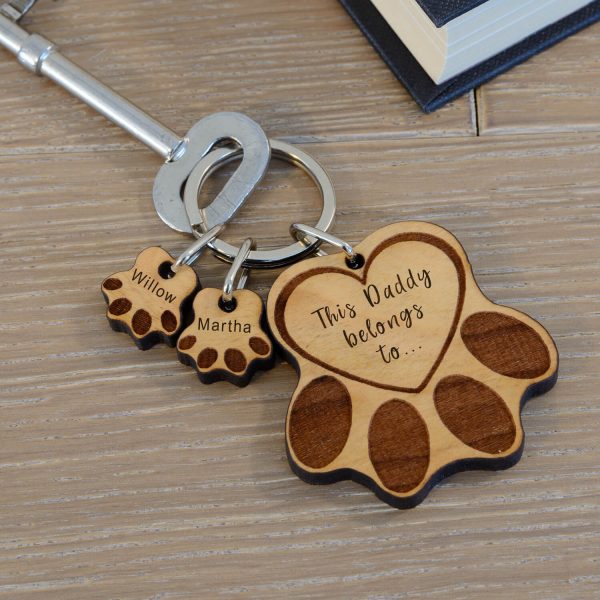 Personalised Wooden Key Ring – Paws