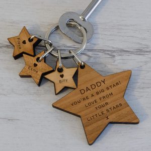 Personalised Wooden Key Ring – Stars