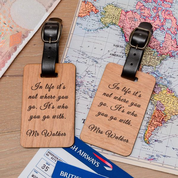 Personalised Wooden Luggage Tags (Pair) – Not Where You Go