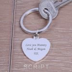 Personalised Silver Key Ring – Your Message (Heart)