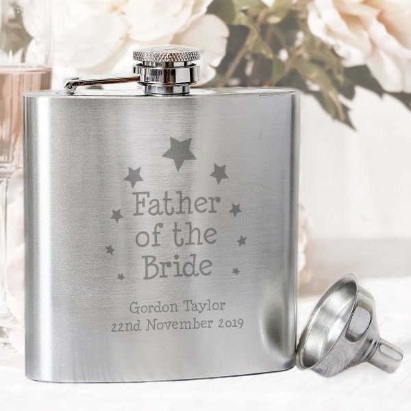 Personalised Stars Father of the Bride Hip Flask